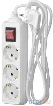 ФОТОН Удлинитель сетевой " 16-33ЕS, 3м, 3 розетки, 16А, с выключателем, с заземлением, Белый 24752