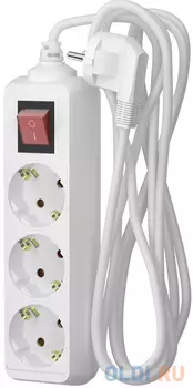 ФОТОН Удлинитель сетевой " 16-53ЕS, 5м, 3 розетки, 16А, с выключателем, с заземлением, Белый 24753
