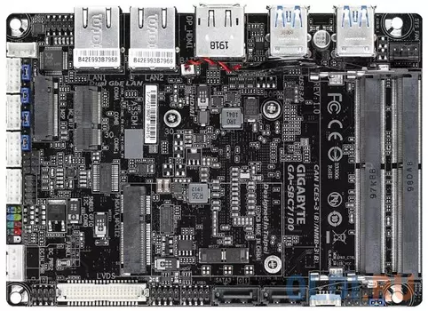 GA-SBC7100, Intel® Core™ i3-7100U (2.4 GHz), 2xDDR4-2133 SO-DIMM, HDMI+DP+LVDS, 2xSATA3, 1xMSATA, 1xM.2, 2 Ch Audio, 2xGLan, (0+4)xUSB2.0, (4+0)xUSB3.1, SBC, RTL {}
