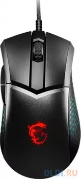 Gaming Mouse MSI Clutch GM51 Lightweight, Wired, FriXionFree cable, DPI 6400 (max. 26000 by software), 3 Zone RGB lighting, Right handed, 75g, Black