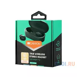 Гарнитура CANYON (TWS,Bluetooth Realtek 5.0,handsfree,36ч работы) чёрный (CND-TBTHS2B)