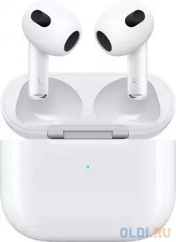 Гарнитура вкладыши Apple AirPods 3 A2565,A2564,A2566 MagSafe белый беспроводные bluetooth в ушной раковине (MME73ZA/A)