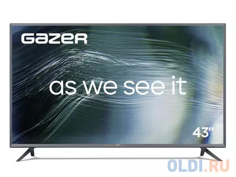 Gazer LED LCD TV 43"(1920x1080) IPS LED, 400cd/m2, USB, HDMI, RCA, CI+ slot, RJ45, miniYPBPR, Multimedia player, Optical, Smart 1+16Gb, DVB-T2/C/