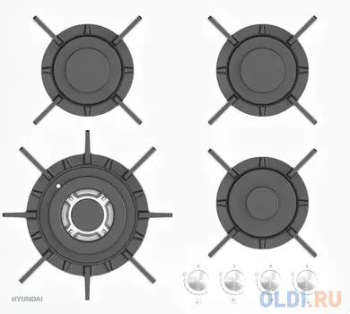 Газовая варочная поверхность Hyundai HHG 6437 WG белый