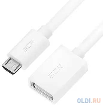 GCR Адаптер переходник OTG 0.15m USB, microB 5pin/AF, белый, 28/28 AWG, экран, морозостойкий, GCR-GCR-53043