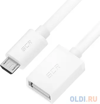 GCR Адаптер переходник OTG 0.5m USB, microB 5pin/AF, белый, 28/28 AWG, экран, морозостойкий, GCR-52207