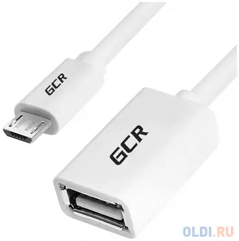 GCR Адаптер переходник OTG 1.0m USB, microB 5pin/AF, белый, 28/28 AWG, экран, морозостойкий. GCR-52209