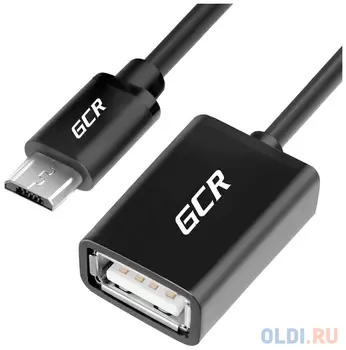 GCR Адаптер переходник OTG 2.0m USB, microB 5pin/AF, черный, 28/28 AWG, морозостойкий, GCR-MB4AF-BB2S-2.0m