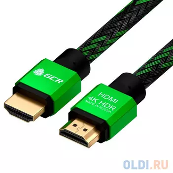 GCR Кабель 0.3m HDMI версия 2.0, HDR 4:2:2, Ultra HD, 4K 60 fps 60Hz/5K*30Hz, 3D, AUDIO, 18.0 Гбит/с, 28/28 AWG, OD7.8mm, тройной экран, BICOLOR нейло