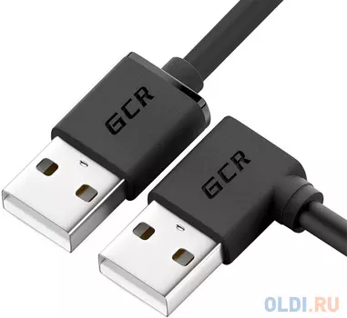 GCR Кабель 0.5m USB 2.0, AM угловой левый/AM, 28/28 AWG, экран, армированный, морозостойкий, GCR-AUM5M-BB2S-0.5m