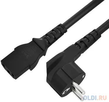 GCR Кабель питания PROF 7.0m, Евровилка угловая - С13, 3*1,0mm, черный, GCR-54380