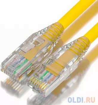 GCR Патч-корд 1.0m LSZH UTP кат.5e, желтый, коннектор ABS, 24 AWG, ethernet high speed 1 Гбит/с, RJ45, T568B, GCR-52617