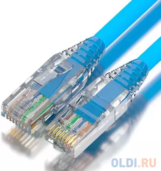 GCR Патч-корд 1.5m LSZH UTP кат.5e, синий, коннектор ABS, 24 AWG, ethernet high speed 1 Гбит/с, RJ45, T568B, GCR-52629