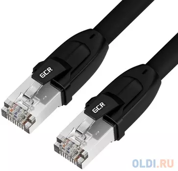 GCR Патч-корд LSZH PROF кат.8 ethernet 0.3m F/FTP, RJ45, CU, 26 AWG, литой, прямой, черный, экранированные коннекторы