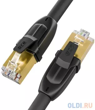 GCR Патч-корд PROF кат.7 ethernet 1.0m F/FTP, RJ45, CU, 28 AWG, литой, прямой , черный, экранированные коннекторы, GCR-52559