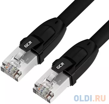 GCR Патч-корд PROF кат.8 ethernet 1.5m F/FTP, RJ45, CU, 26 AWG, литой, прямой, черный, экранированные коннекторы, GCR-52347