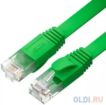 GCR Патч-корд PROF плоский прямой 1.5m, UTP медь кат.6, зеленый, 30 AWG, ethernet high speed 10 Гбит/с, RJ45, T568B, GCR-52837