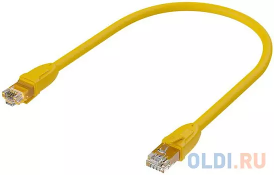 GCR Патч-корд прямой 0.3m UTP кат.6, желтый, 24 AWG, литой, ethernet high speed, RJ45, T568B, GCR-52366