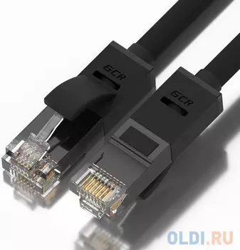 GCR Патч-корд прямой 6.0m UTP кат.5e, черный, позолоченные контакты, 24 AWG, литой, GCR-50997, ethernet high speed 1 Гбит/с, RJ45, T568B