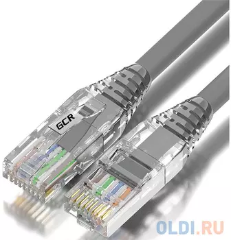 GCR Патч-корд сборный 2.0m LSZH UTP кат.5e, серый, коннектор прозрачный+ABS колпачок, 24 AWG, ethernet high speed 1 Гбит/с, RJ45, T568B, GCR-52675
