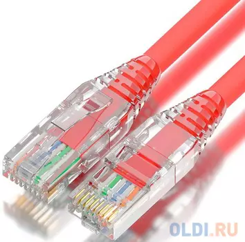 GCR Патч-корд сборный 3.0m LSZH UTP кат.5e, красный, коннектор прозрачный+ABS колпачок, 24 AWG, ethernet high speed 1 Гбит/с, RJ45, T568B, GCR-52673