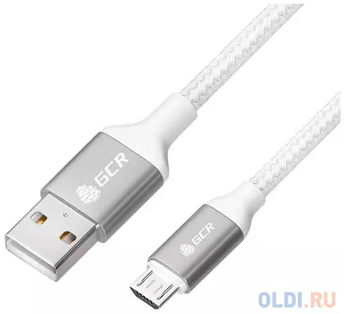 GCR QC Кабель 1.0m MicroUSB, быстрая зарядка, ТРИКОЛОР Россия, белый ПВХ, 28/24 AWG, GCR-54973
