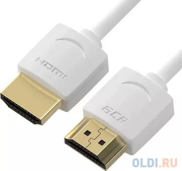 GCR Ультратонкий кабель HDMI2.0 для AppleTV, SLIM, 1.5m, белый, OD3.8mm, HDR 4:2:0, Ultra HD, 4K60Hz, 18.0 Гбит/с, 32/32 AWG