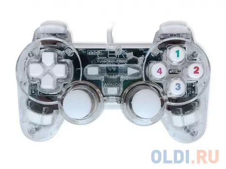 Геймпад CBR CBG 915 для PC, проводной, 2 вибро мотора, подстветка, прозрачный, USB