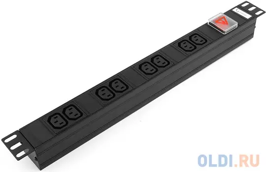 Gembird EHB8-4 Блок 1 вход С14/ 8 выходов C13 с защитой для 19". 16A. 1U