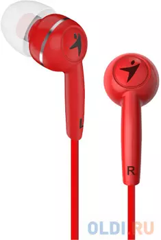 GENIUS HS-M320 (вкладыши, микрофон, джек 3.5 мм., сопротивление 16 Ом., чувствительность 88 дБ, диапазон частот 20-20000 Гц) Цвет красный