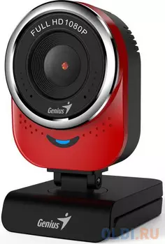 GENIUS QCam 6000, red, Full-HD 1080p webcam, universal clip, 360 degree swivel, USB, built-in microphone, rotation 360 degree, tilt 90 degree