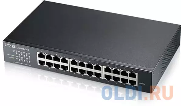 Гибридный Smart L2 коммутатор Zyxel NebulaFlex GS1915-24E, rack 19", 24xGE, бесшумный (без вентилятора), автономное/облачное управление