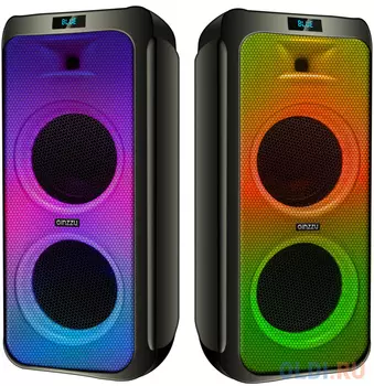 Ginzzu GM-215 {80Вт, LED-дисплей, TWS, 60Гц- 18кГц, USB-flash, microSD-card, FM-радио, пульт ДУ, батарея 7,4В/5400мАч}