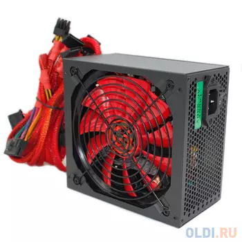 Ginzzu PC650 14CM(Red) 80+ black,APFC,24+4p,2 PCI-E(6+2), 5*SATA, 4*IDE,оплетка, кабель питания,цветная коробка