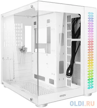 Ginzzu V580 RGB подсветка, закаленное стекло 1*USB 3.0,1*USB 2.0, AU Белый ATX