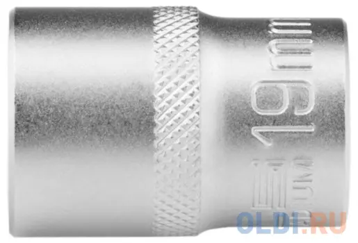 Головка торцевая, 19 мм, 12-гранная, CrV, под квадрат 1/2", хромированная// Stels