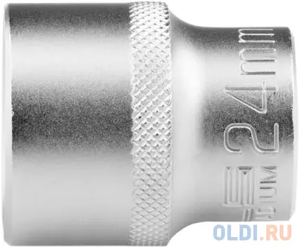 Головка торцевая, 24 мм, 12-гранная, CrV, под квадрат 1/2", хромированная// Stels