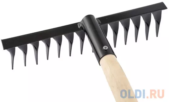 Грабли стальные, 300х1300 мм, 14 витых зубьев, деревянный черенок, Россия// Сибртех