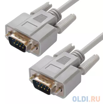 Greenconnect Кабель 1.5m 0-модемный COM RS-232 линковочный, DB9/DB9 9M/9M, серый, 30 AWG, GCR-50657