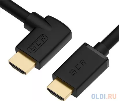 Greenconnect Кабель 2.0m HDMI 2.0, M/M правый угол, черный, HDR 4:2:2, Ultra HD, 4K 60 fps 60Hz/5K*30Hz, 3D, AUDIO, 18.0 Гбит/с, 28/28 AWG, GCR-52322