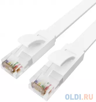 Greenconnect Патч-корд PROF плоский прямой 2.0m, UTP медь кат.6, белый, 30 AWG, ethernet high speed 10 Гбит/с, RJ45, T568B, GCR-51791