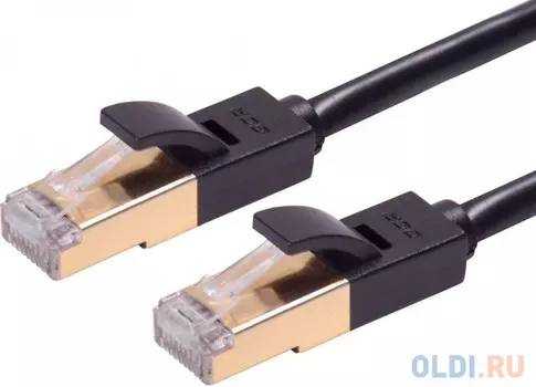 Greenconnect Патч-корд PROF прямой 0.1m, FTP медь кат.6, черный, позолоченные контакты и коннектор, 24 AWG, Deluxe , ethernet high speed 10 Гбит/с, R