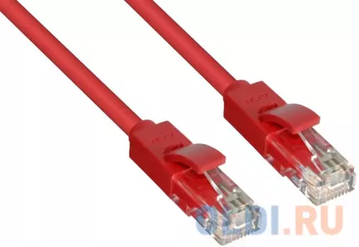 Greenconnect Патч-корд прямой 0.15m, UTP кат.5e, красный, позолоченные контакты, 24 AWG, литой, GCR-LNC04-0.15m, ethernet high speed 1 Гбит/с, RJ45, T