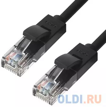 Greenconnect Патч-корд прямой 0.1m, UTP кат.5e, черный, позолоченные контакты, 24 AWG, литой, GCR-LNC06-0.1m, ethernet high speed 1 Гбит/с, RJ45, T568