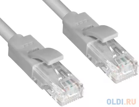Greenconnect Патч-корд прямой 0.5m UTP кат.6, серый, 24 AWG, литой, GCR-LNC603-0.5m, ethernet high speed, RJ45, T568B