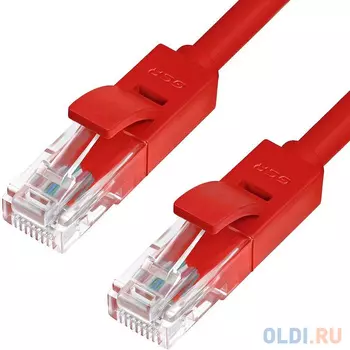 Greenconnect Патч-корд прямой, малодымный LSZH 2.0m UTP кат.5e, красный, 24 AWG, литой, ethernet high speed 1 Гбит/с, RJ45, T568B, GCR-50691