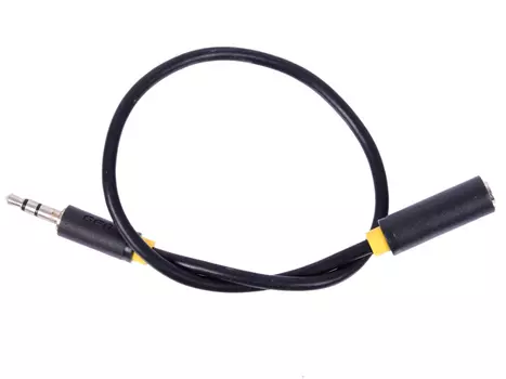 Greenconnect Удлинитель аудио 0.25m jack 3,5mm/jack 3,5mm черный, желтая окантовка, 28 AWG, M/F, экр