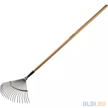 GRINDA 22 круглых зубца, 400х260х1500 мм, грабли садовые веерные, с деревянным черенком 39591