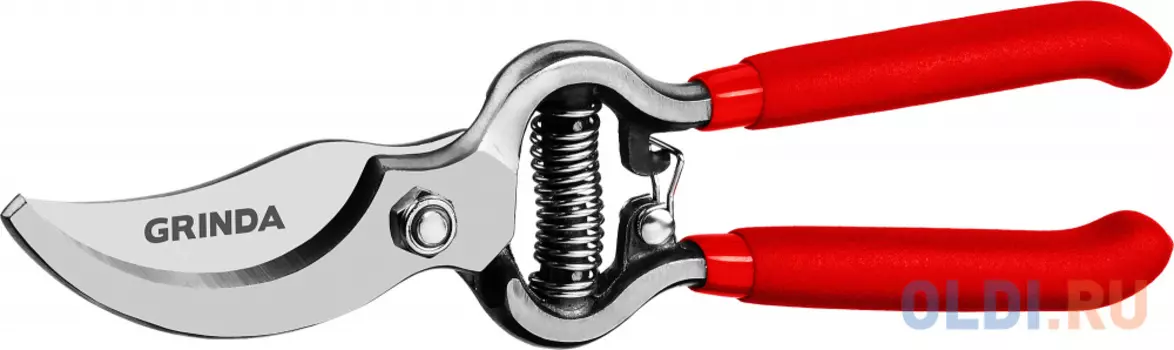GRINDA G-3, 200 мм, высокоуглеродистая сталь, цельнокованый, покрытие ПВХ, плоскостной секатор (423103)