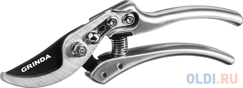GRINDA P-21, 210 мм, углеродистая сталь, хромированное покрытие, с алюминиевыми коваными рукоятками, плоскостной секатор, PROLine (423421)